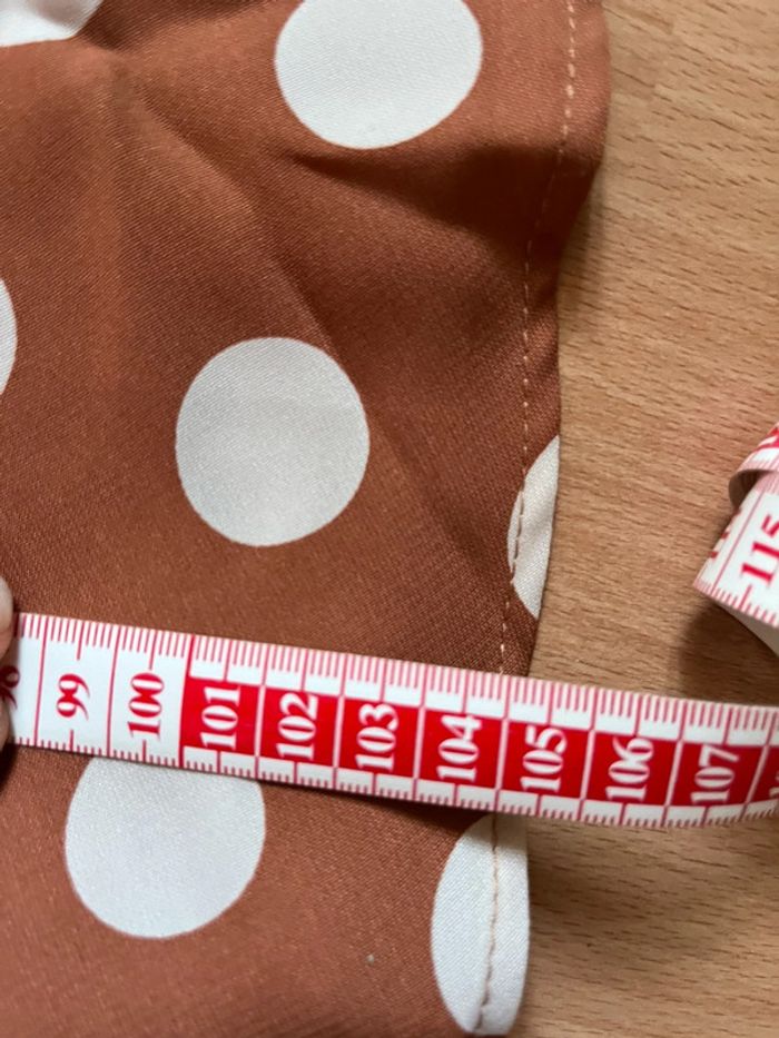 Jolie robe chic mi-saison marron à pois blancs T. L femme neuve avec étiquette - photo numéro 15