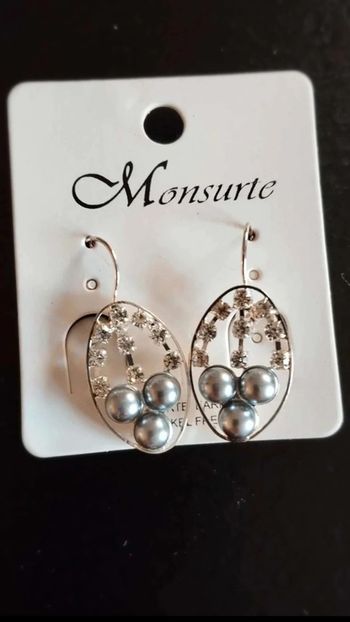 Boucles d'oreilles argenté perles grise