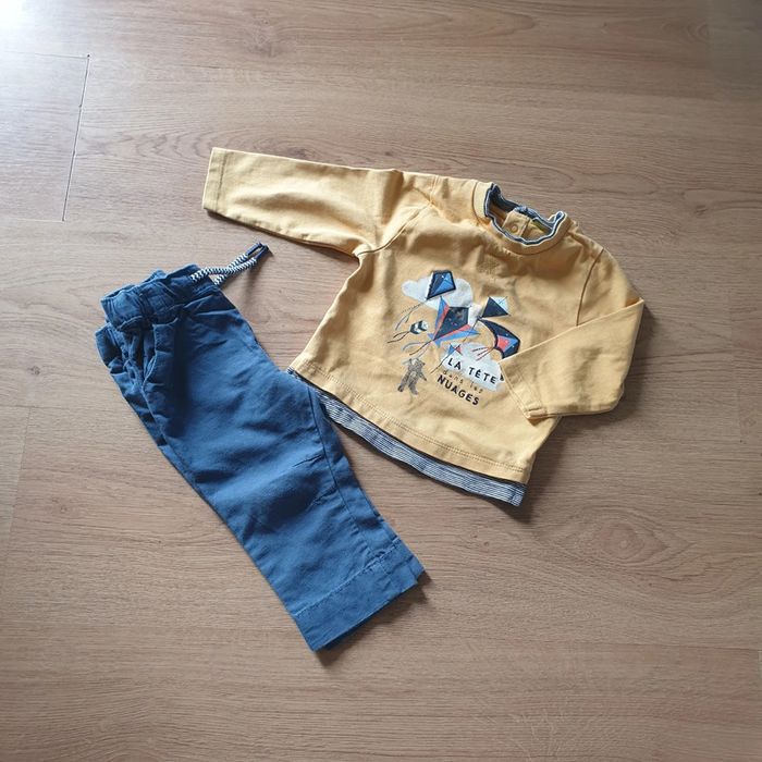 💚 Ensemble tee-shirt ML bas de jogging 12 mois Tape à l'œil/Obaïbi #emyfleury_12moisgarçon - photo numéro 1