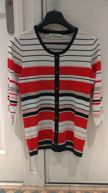 T-shirt rayé manches 3/4 effet gilet
