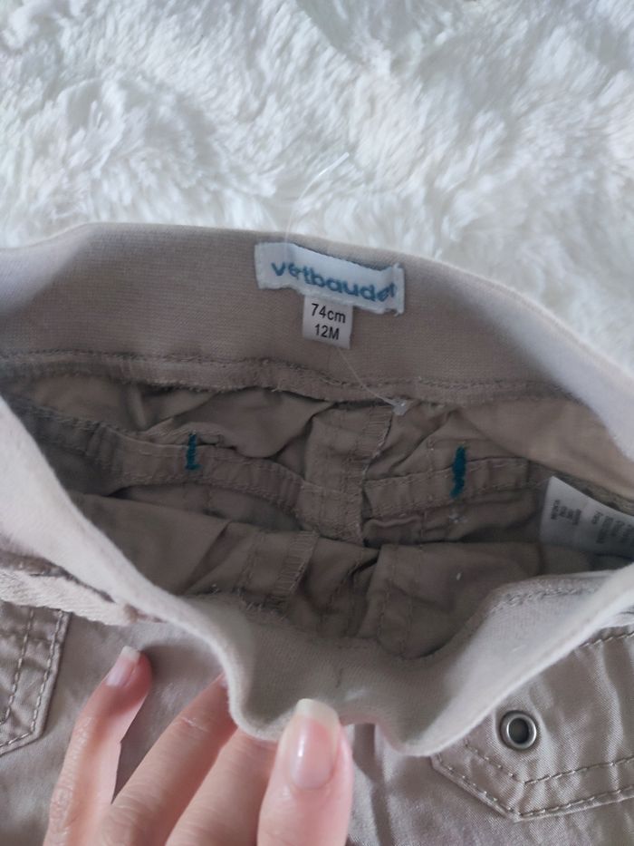 Pantalon cargo beige Vertbaudet taille 12 mois - photo numéro 2