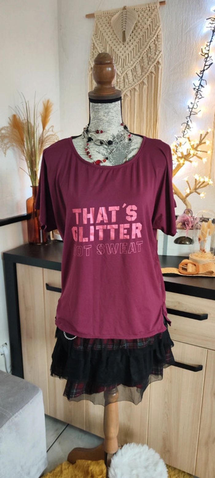 Superbe haut top tee-shirt bordeaux neuf