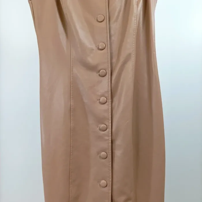 Robe nude satinée à bretelles fines, effet cuir, longueur midi, taille 40 - Pimkie A1308 - photo numéro 3
