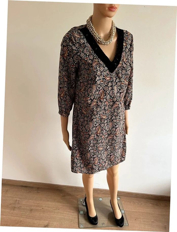 Robe imprimée avec manches 3/4 Cache Cache taille S TBE - photo numéro 4