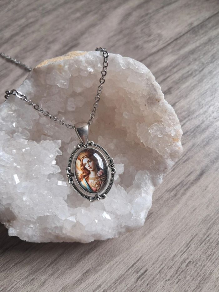 Collier médaillon notre dame du rosaire - photo numéro 2