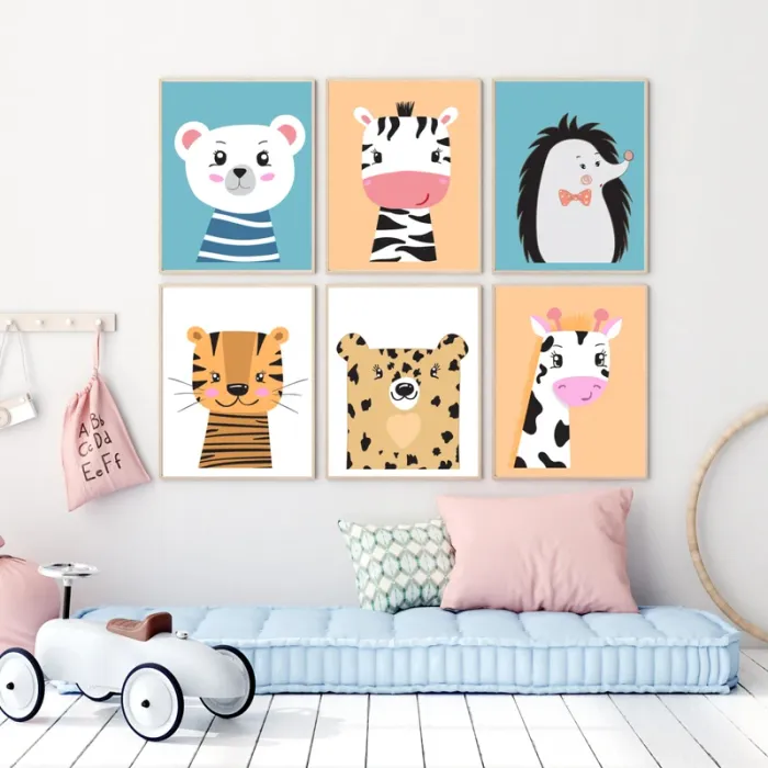 Ensemble d’affiches “Petits Compagnons Rigolos” pour chambre enfant - photo numéro 3