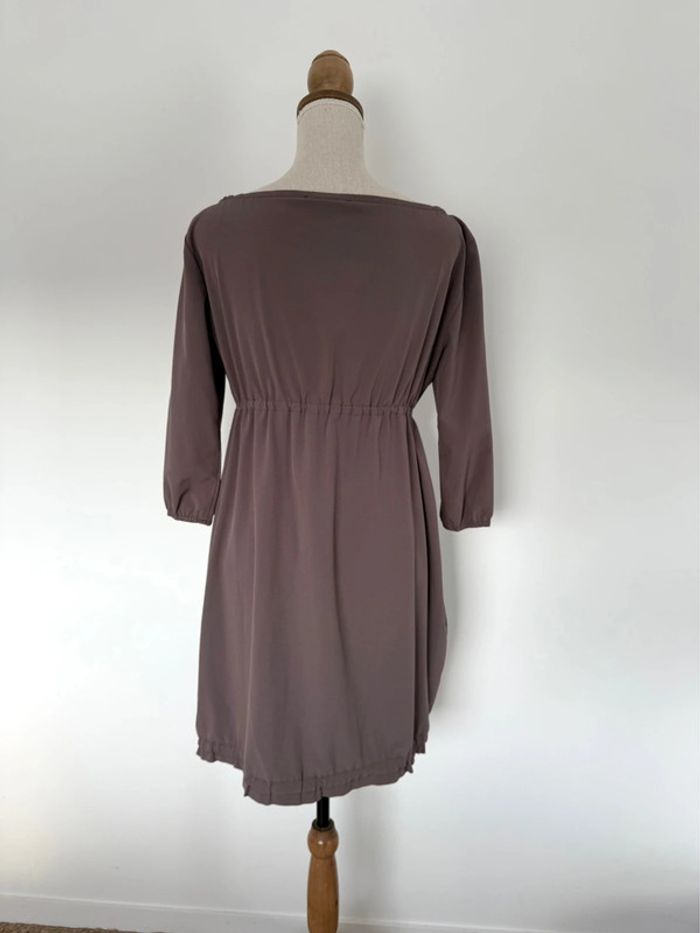 Robe manches longues fluide léger tunique taupe gris Kleid dress Vestido Vestito jurk jumpsuit femme - photo numéro 2