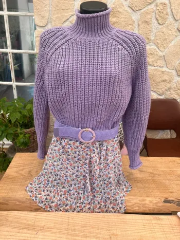 Ensemble taille S M 36 38 Lila à fleurs jupe voilage pull col roulé H&M Suzy & Milly