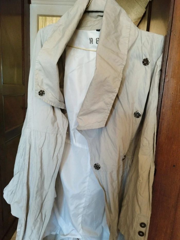 Manteau trench coat beige 58% coton L/40 y2k - photo numéro 4