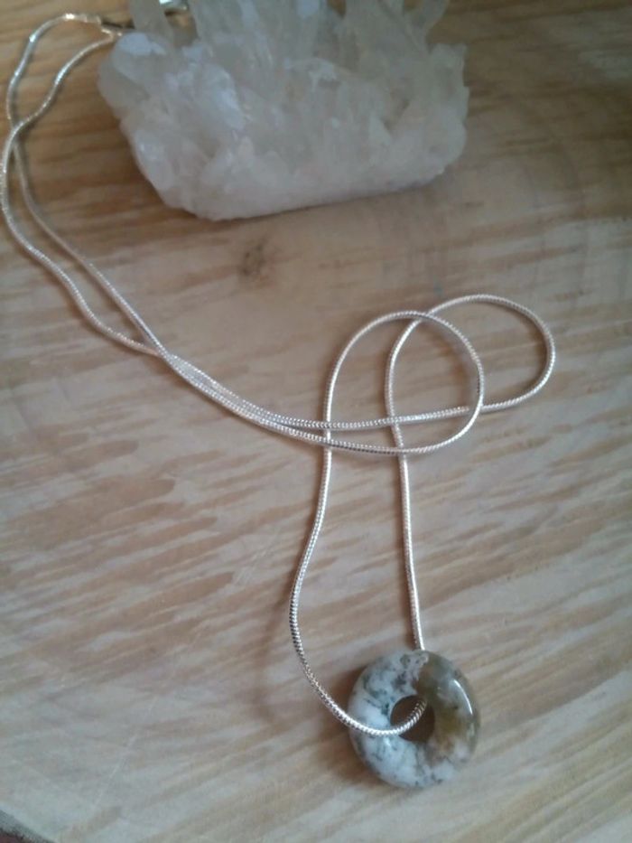 Collier agate mousse naturelle