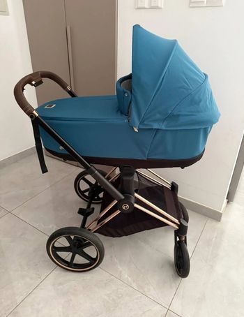 Poussette trio Cybex Priam platinum bleu