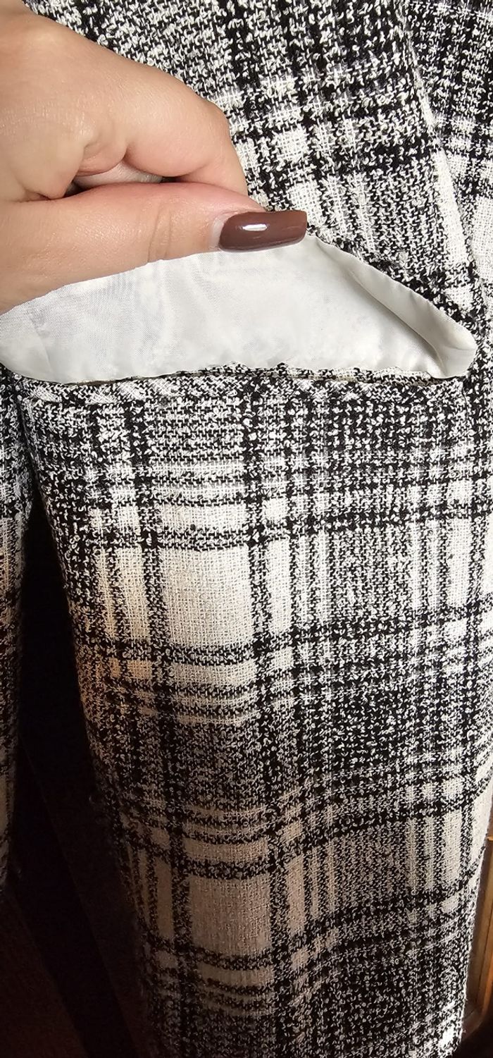 Veste blazer mi saison à carreaux gris et blanc - photo numéro 3
