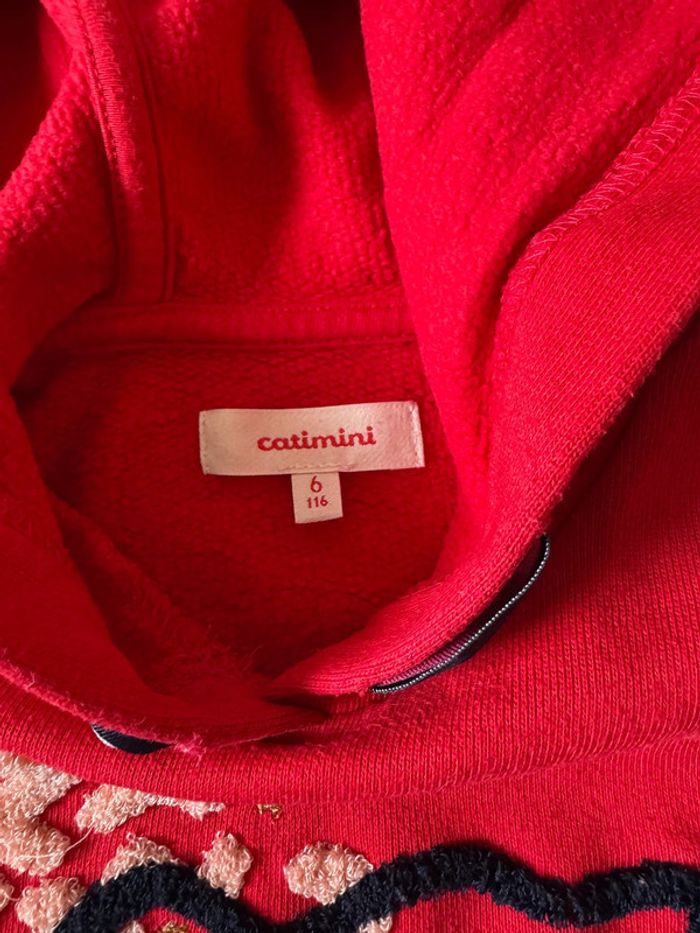 Pull / Sweat à capuche avec broderie - Catimini - Rouge - 6 ans - photo numéro 2
