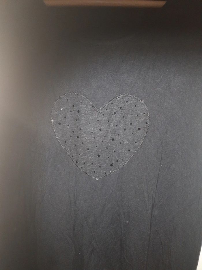T shirt noir motif coeur, caroll - photo numéro 2