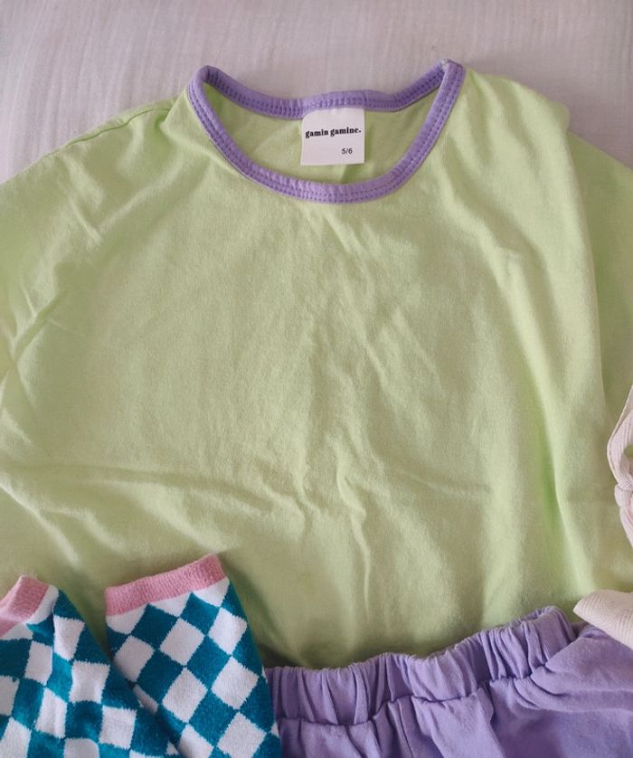 Ensemble mixte oversize – violet et vert – 5/6 ans - photo numéro 4