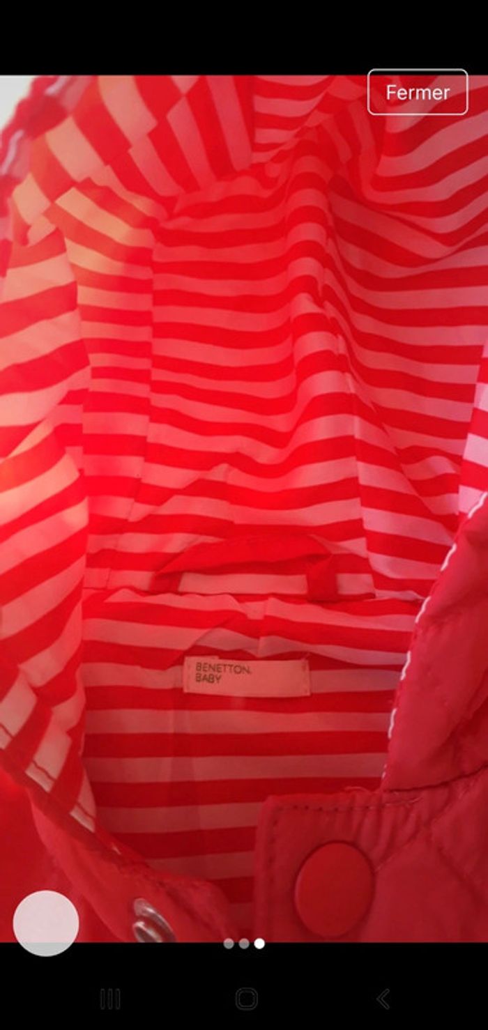 blouson benetton baby été 6 mois rouge - photo numéro 3