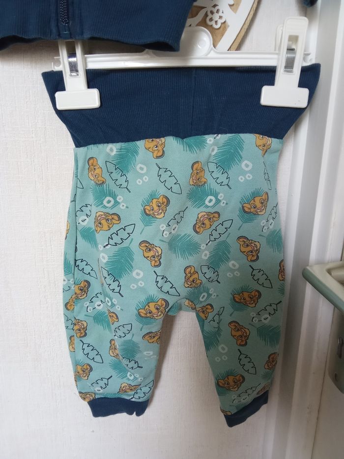 Ensemble garçon bébé 2-6 mois  simba gilet, pantalon, bleu canard, jaune hiver - photo numéro 3