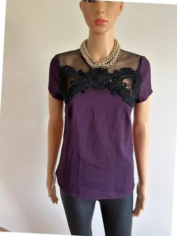 Blouse prune et noire neuve à manches courtes Morgan taille 38 (valeur 45€)