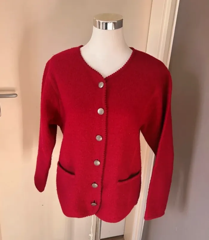 La compagnie des pulls veste en laine, bouillie, rouge, taille 1/36