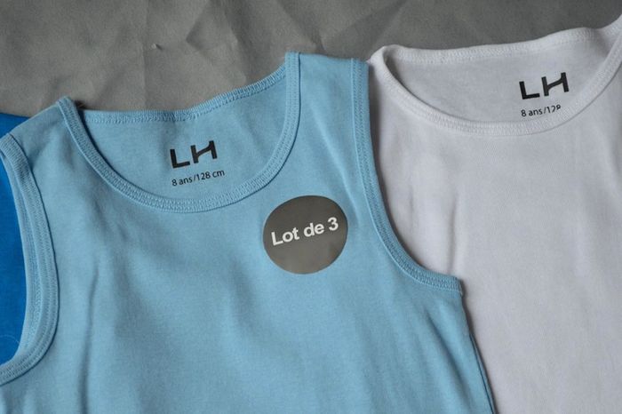 3 débardeurs Lh bleu clair et blanc taille 8 ans / 128 cm - photo numéro 2