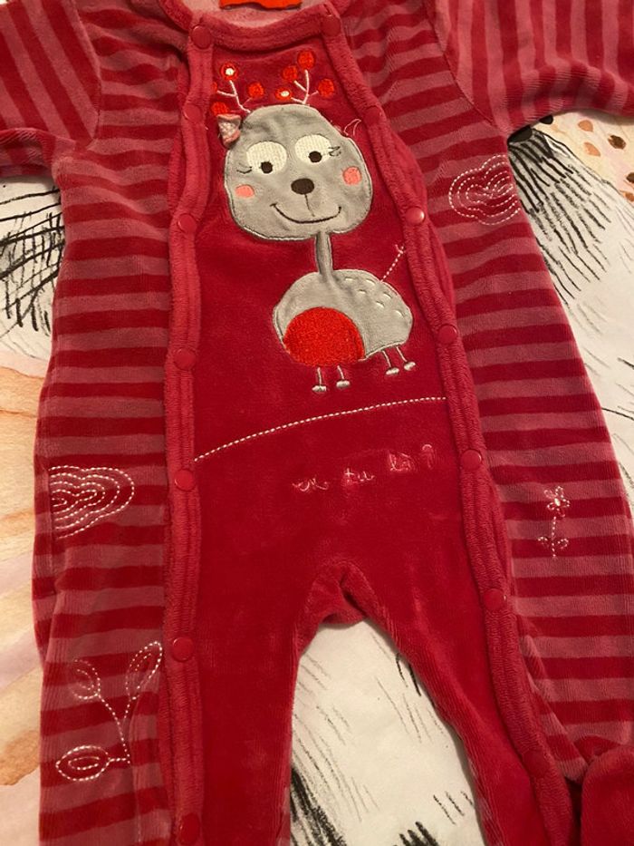 Pyjama velours, taille 3 mois, marque Tissaia. - photo numéro 3
