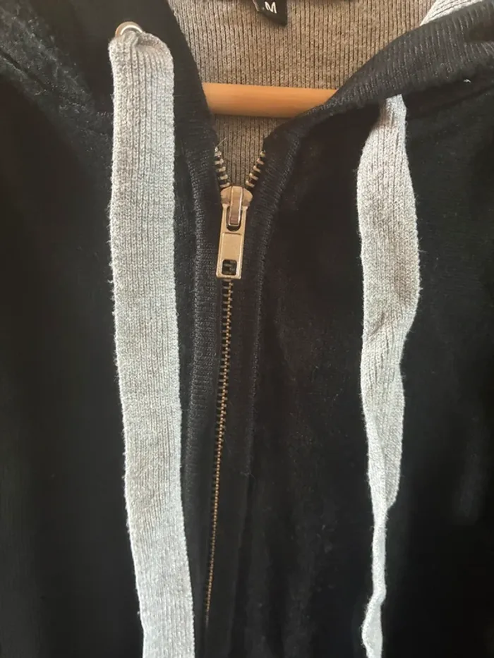 Veste zip à capuche noire et grise etam - photo numéro 2