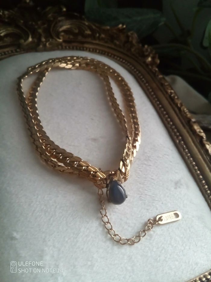 Collier de protection serpent goutte de labradorite pierre naturelle