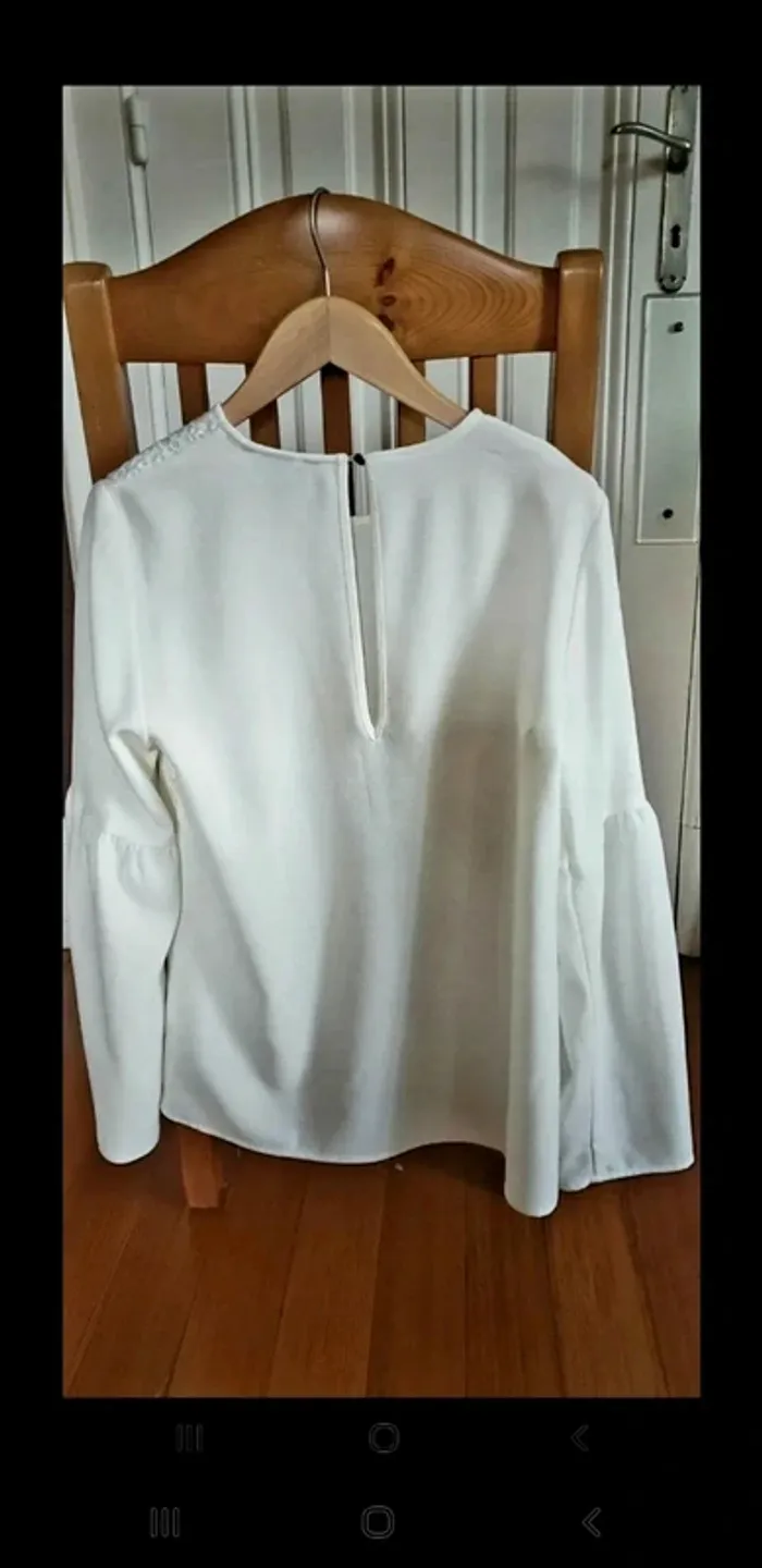 Blouse femme chic H&M ivoire mariage cérémonie soirée - photo numéro 3