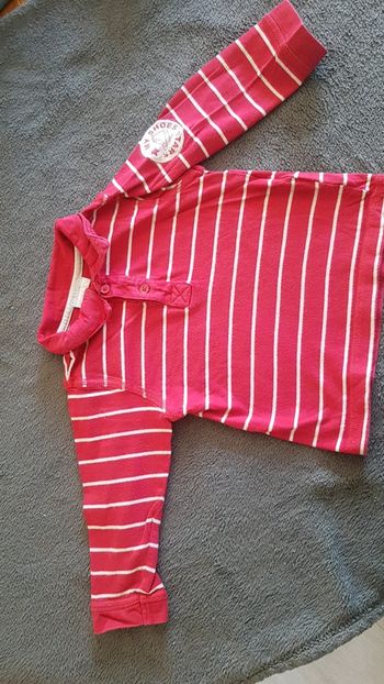 Polo manche longue rayé rouge et gris 18mois