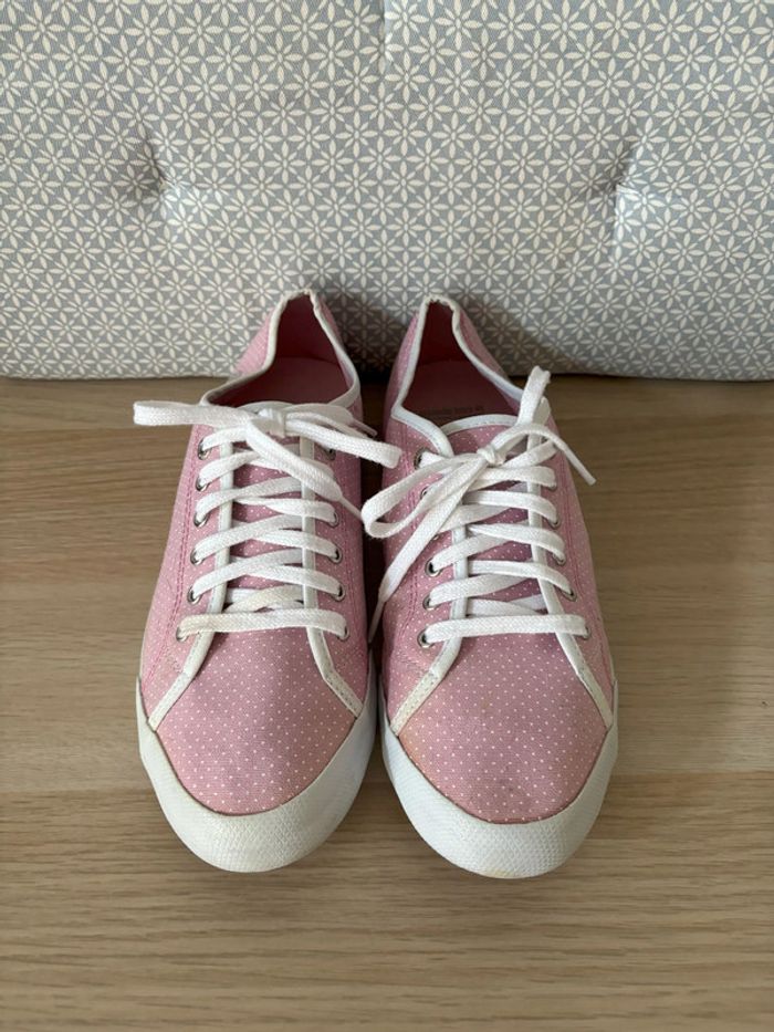 Paire de Baskets Tissu Rose "Le Coq Sportif" Taille 39 - photo numéro 3