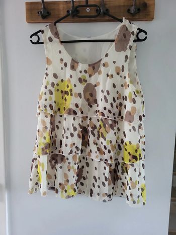 Blouse débardeur Taille 40 écru marron jaune