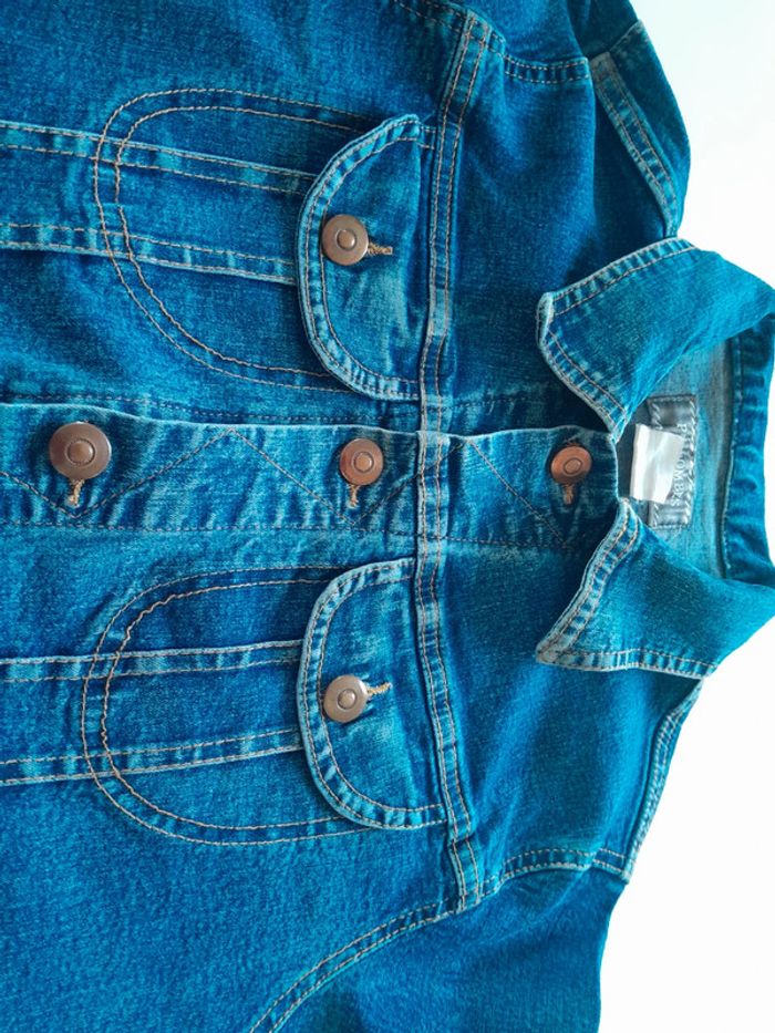 Petite veste en jean ptes bombes modèle ranger  jeans couture - photo numéro 5