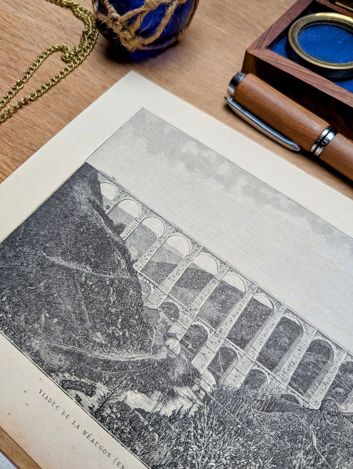 Imprimée en 1890, viaduc de La Méaugon, Saint-Brieuc. Original Vintage Authentique. - photo numéro 9