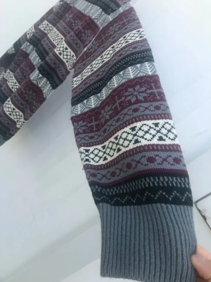 Winter Snowflakes pattern Knit pullover pull vintage made in USA acrylic / wool Mens Large - photo numéro 6