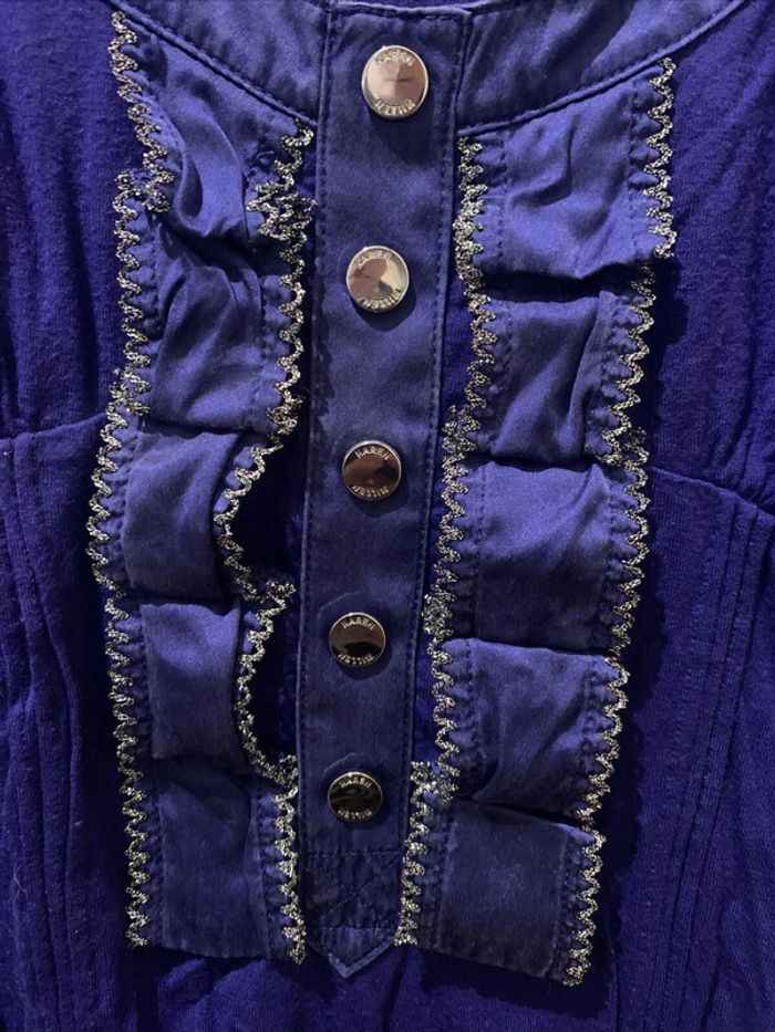 Haut manches longues bleu Soie Karen Millen T6 UK TS - photo numéro 5