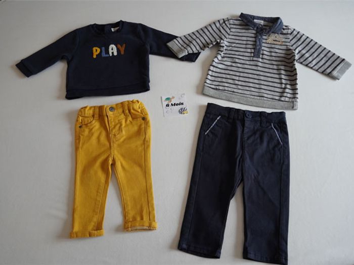 Lot n°11 Vêtements Tape à l'oeil 6 mois : 6 Pantalons + 6 Hauts - photo numéro 2