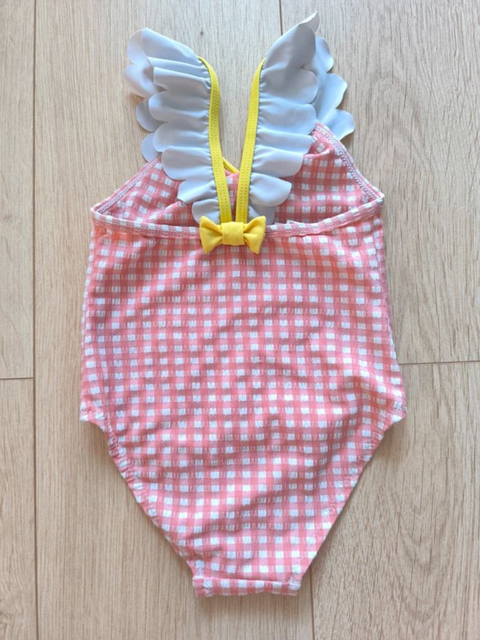 Maillot de bain une pièce bébé fille rose et blanc à carreaux DPAM 24 mois 86cm - photo numéro 2