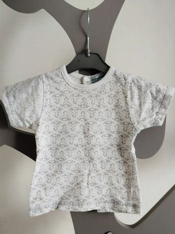 Tee-shirt manches courtes blanc imprimé Les p'tits babies taille 3 mois