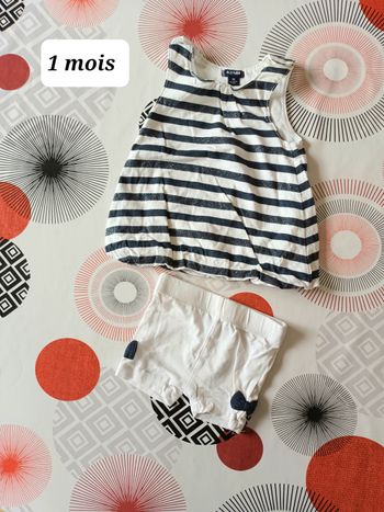Tenue ensemble short taille 1 mois
