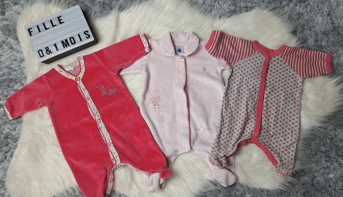 Lot de 3 pyjamas Fille 0/1 mois Petit bateau