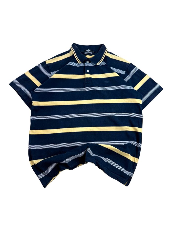 Polo Vintage Coton Rayé Armani Y2K Indie Sleaze L