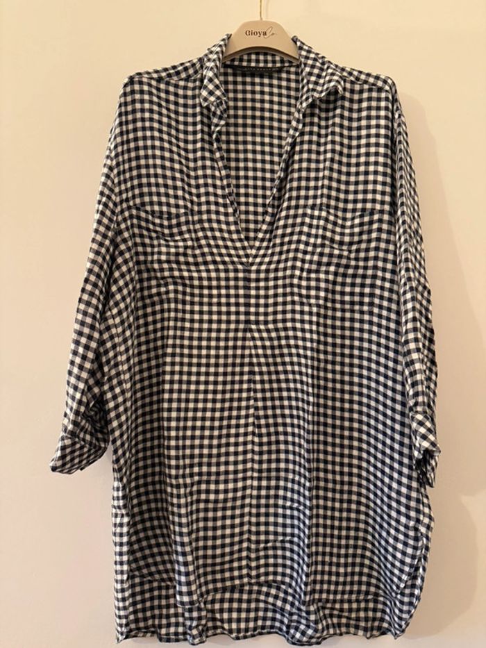 Chemise longue à carreaux Zara