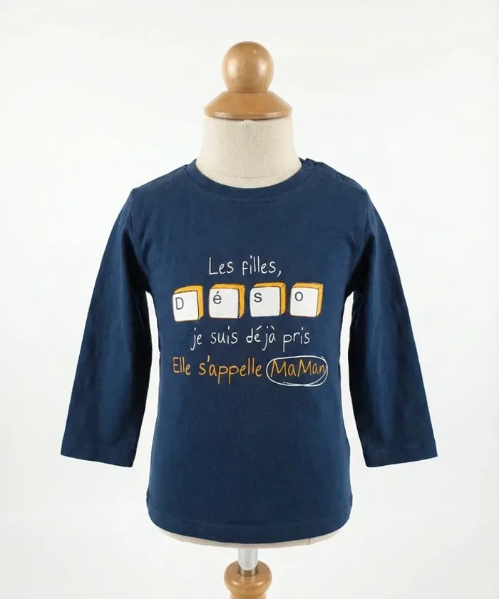 T-shirt Manches Longues Gemo - Message Humour "Maman" - 24 Mois (2 Ans)