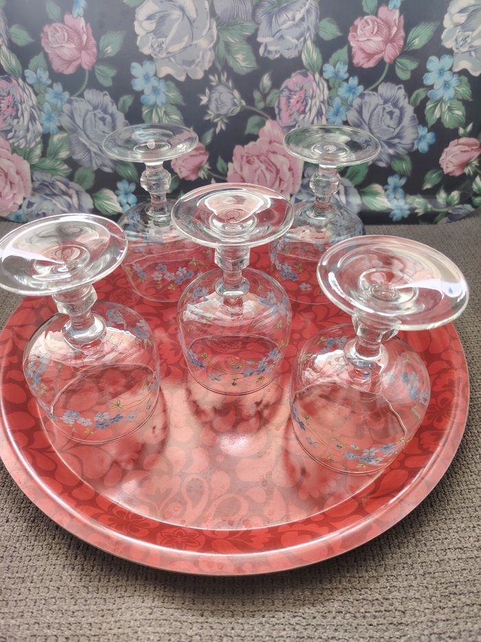 Ensemble de 5 verres à pied myosotis/veronica - photo numéro 5