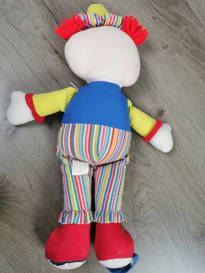Clown peluche ancienne en tissu cravate à pois blanc - photo numéro 2