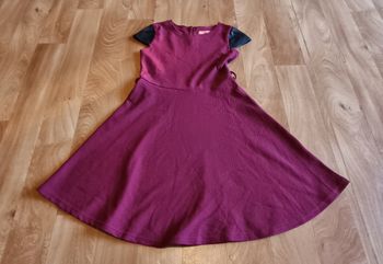 robe patineuse bordeaux manche courte similicuir taille 10ans