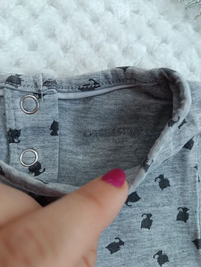 🔸T-shirt gris chats noirs Orchestra - 9 mois🔸 - photo numéro 2