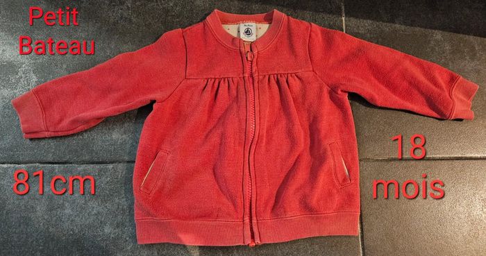 Veste / gilet rouge petit bateau, 18 mois, 81cm