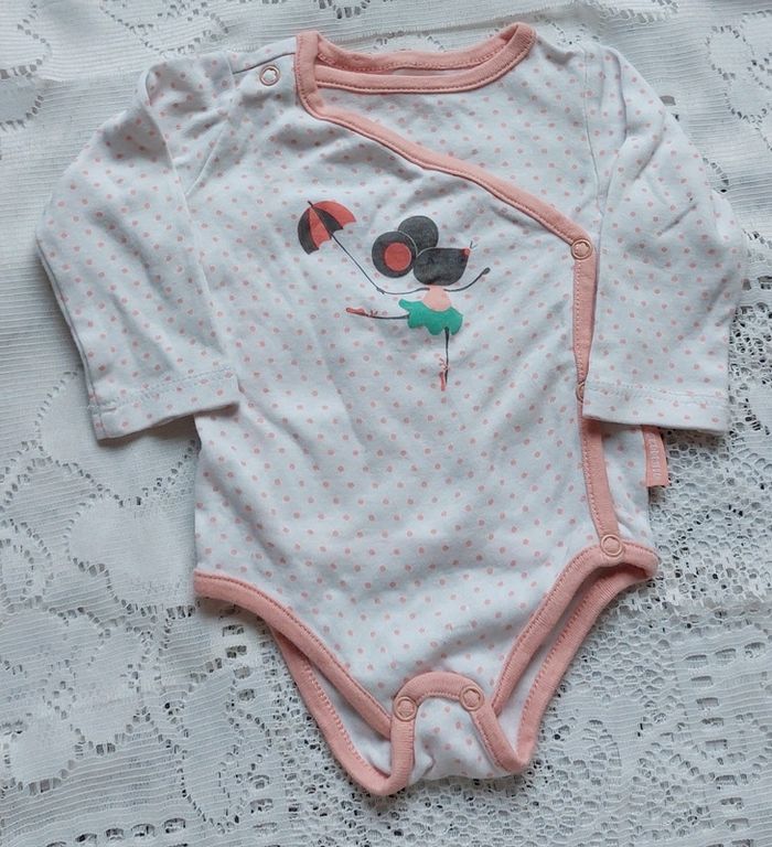 Body croisé bébé - motif ballon, en très bon état, taille 3 mois