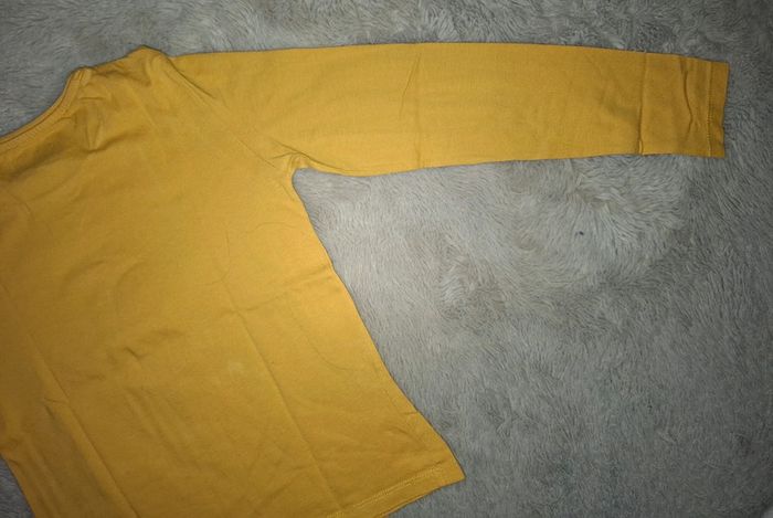 T shirt manche longue jaune moutarde kiabi 10 ans - photo numéro 7